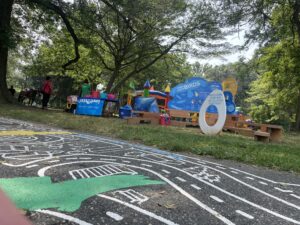 A Playful Learning installation in Cobbs Creek Park during the 2025 Summer Festival.