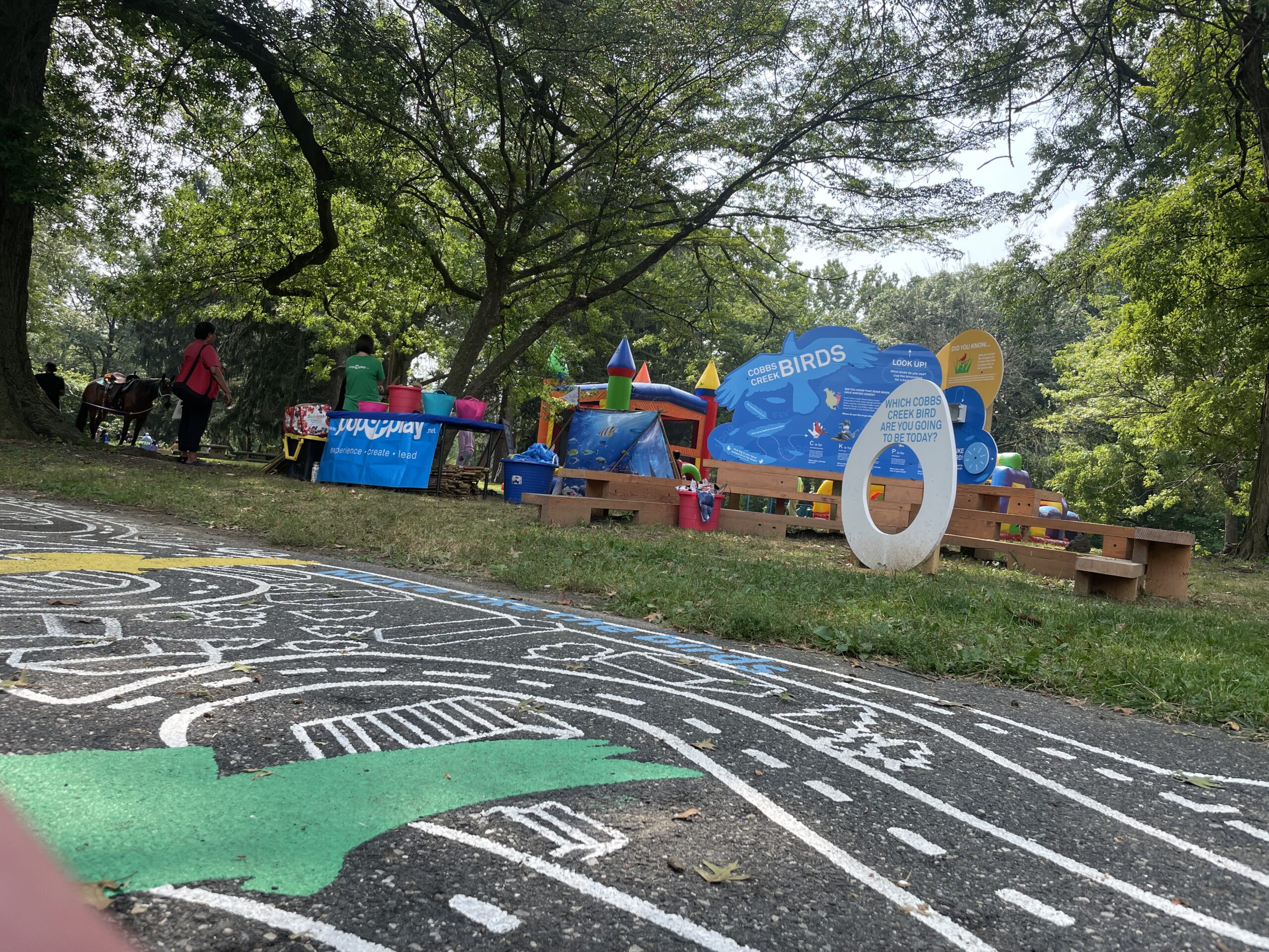 A Playful Learning installation in Cobbs Creek Park during the 2025 Summer Festival.
