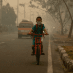 A child riding a bicycle