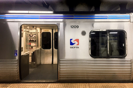 An empty SEPTA train car.