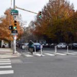 A parking-separated bike lane on Chestnut Street