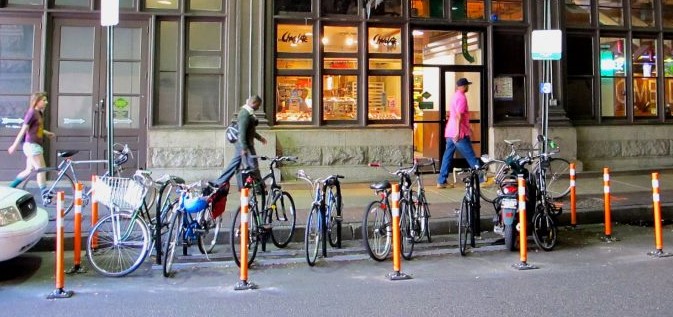 A bike corral outside Reading Terminal Market