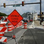 Sidewalk and bike lane under construction